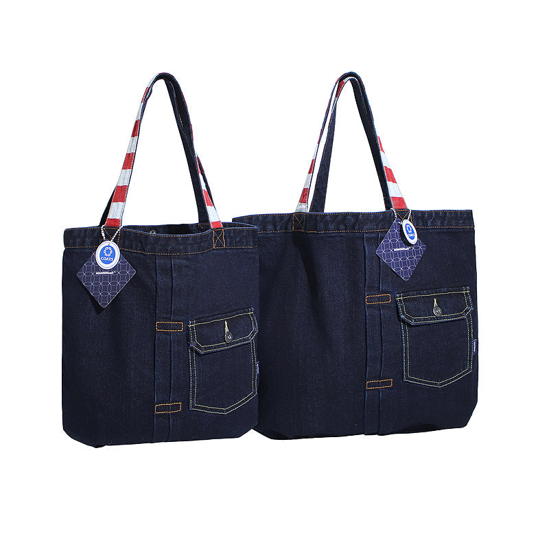 Fashion Washed Denim Textured Men's Tote Bag