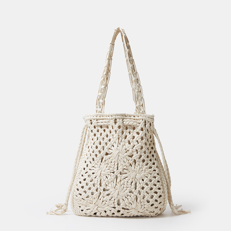 Ins Hand-woven Cotton Bucket Bag Fashion Simple