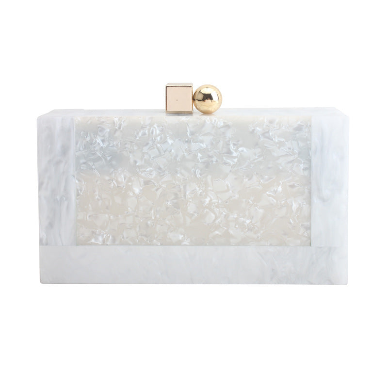 Women's Pearlescent White Vintage Acrylic Patchwork Bag