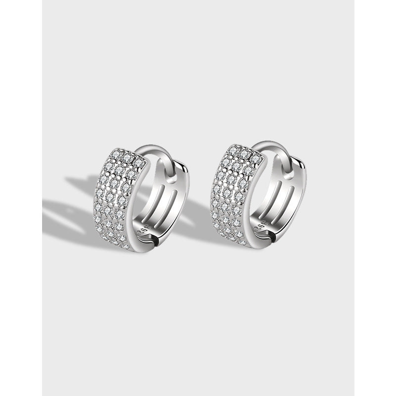 Women's Simple Diamond Earrings In Sterling Silver