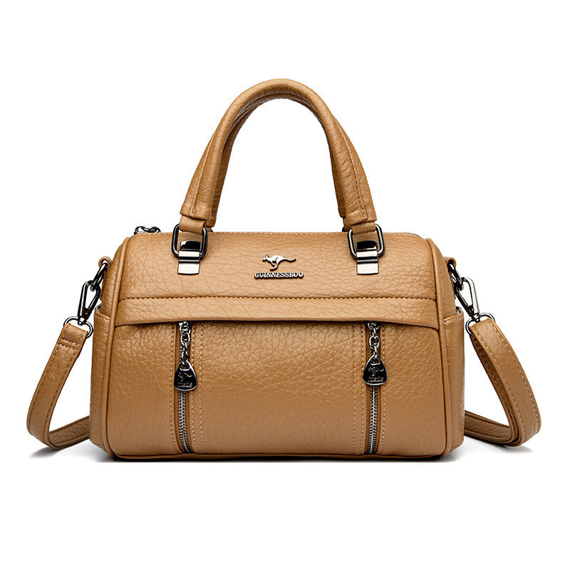 Bolso Boston retro texturizado para mujer, gran capacidad, portátil