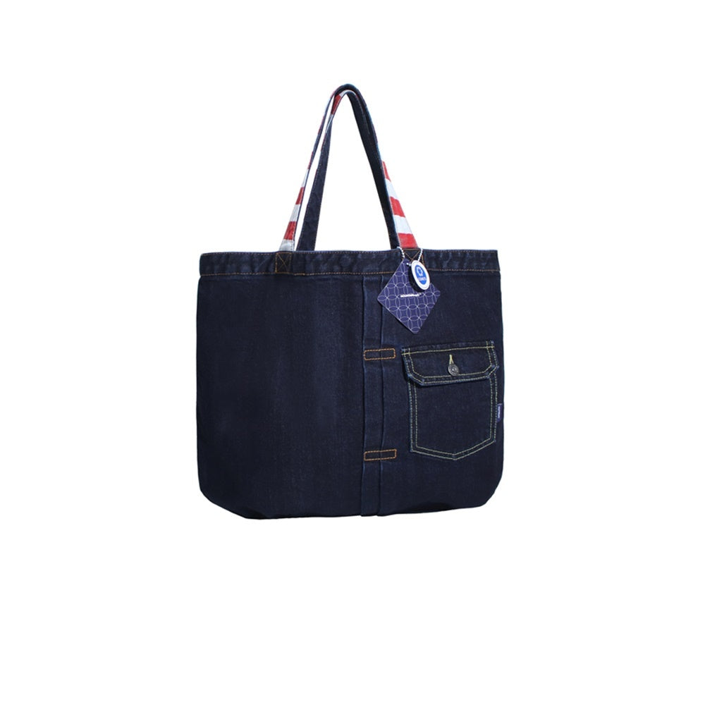 Bolso de mano para hombre con textura de mezclilla lavada