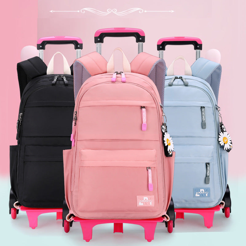 Women's Fashion Simple Trolley Schoolbag Backpack