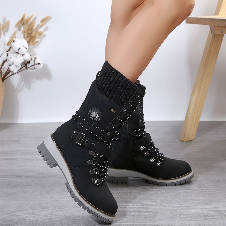 Plus Size Boots Women's Outer Wear Cloth Square Heel Side Zipper