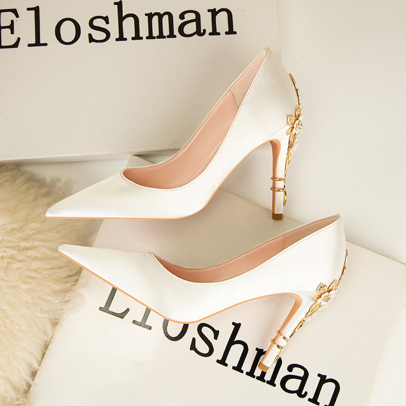 Pointed Toe Satin Pumps Affordable Luxury And Sexy Women's Fashion Shoes