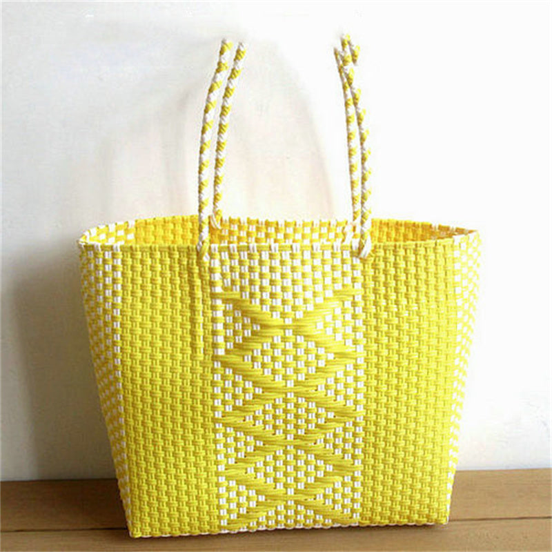 Women's Woven Wavy Tote Shopping Basket