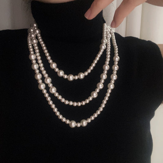 Collar de perlas extra largo para mujer, moderno y versátil