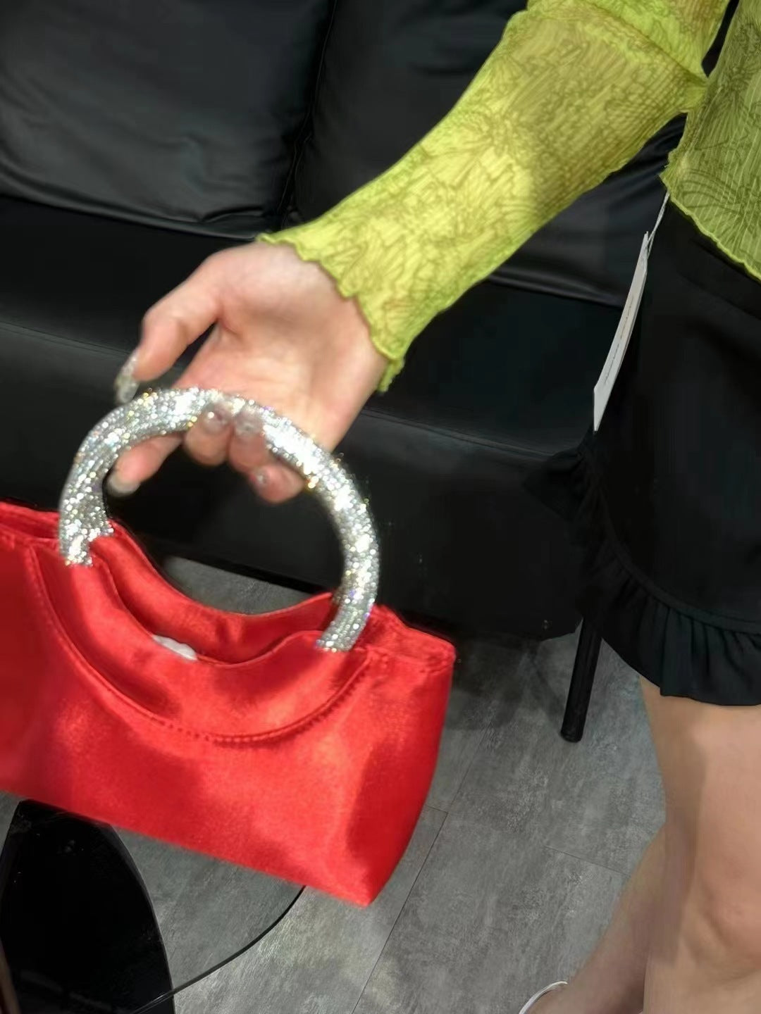 Bolso de mano de satén de seda con diamantes de imitación para cenas de mujer Diseño de interés especial