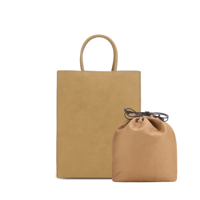 Kraft Paper Bag Leather Handbag