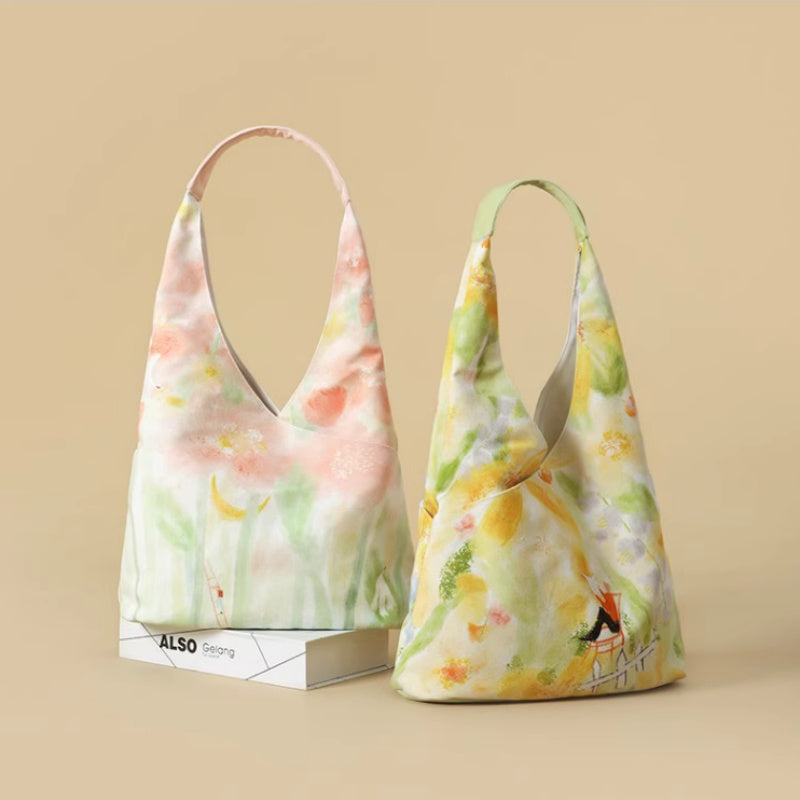 Illustration Canvas Bag Shoulder Bucket Bag