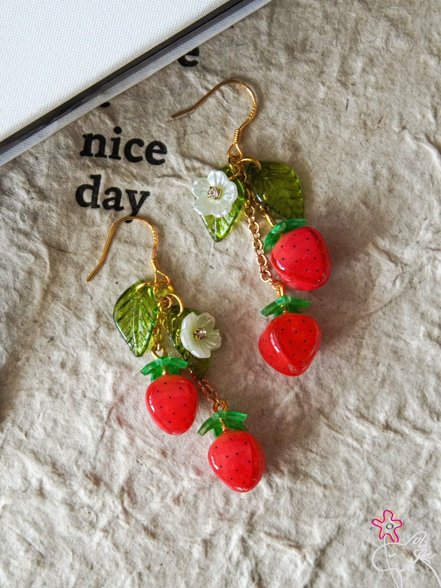 Boucles d'oreilles créatives personnalisées à la mode pour femmes, motif fraise et fruit, style pastoral