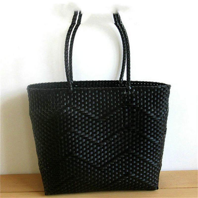 Women's Woven Wavy Tote Shopping Basket