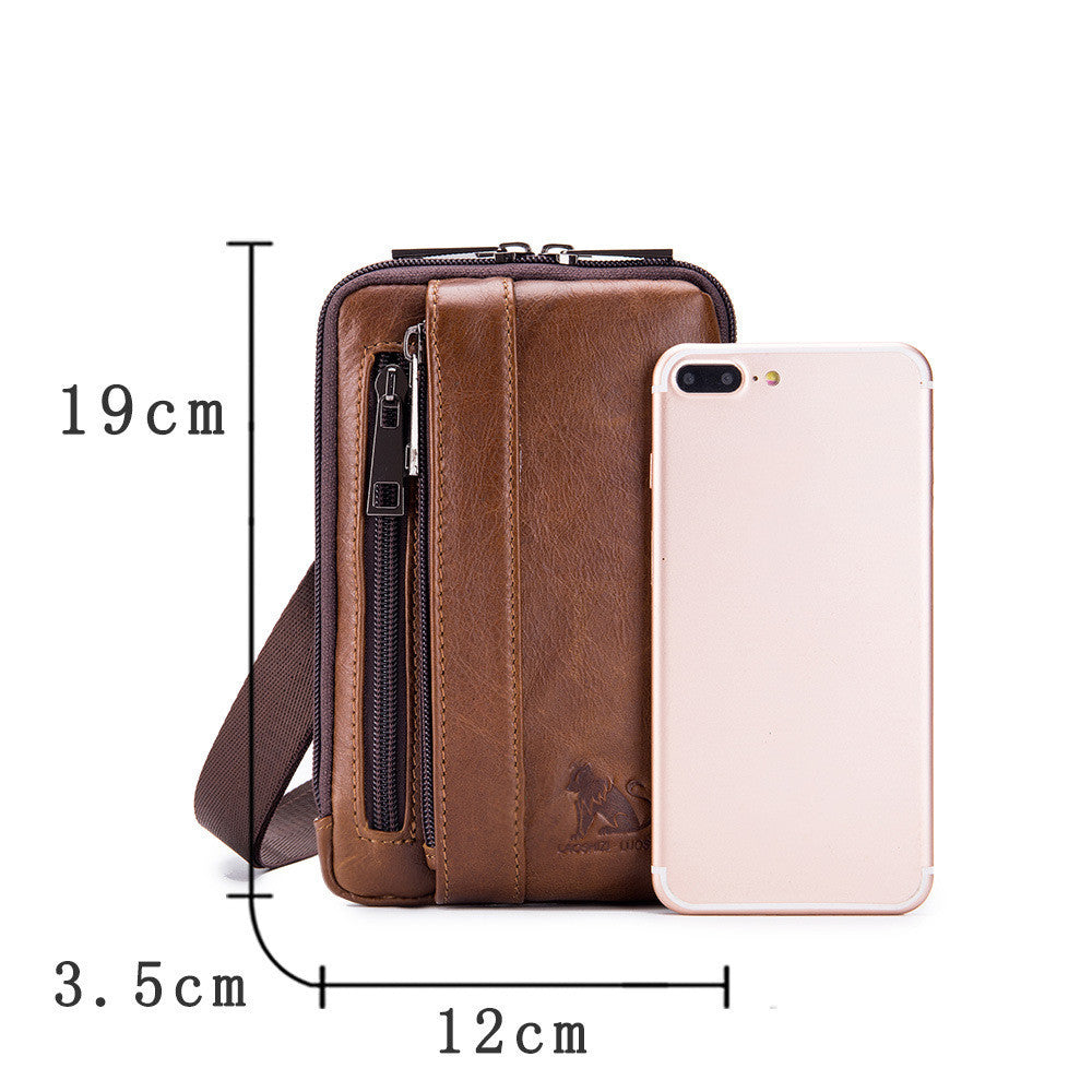 Men's Leather Phone Bag Multifunctional Hook Wearing Belt