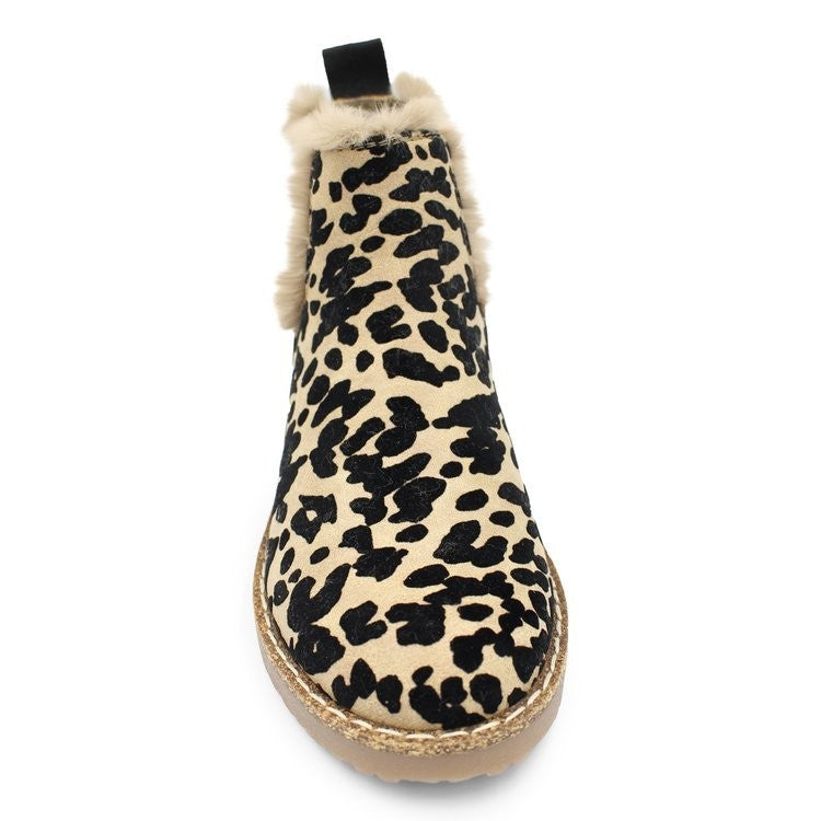 Leisure Warm Leopard Print Suede Boots Women