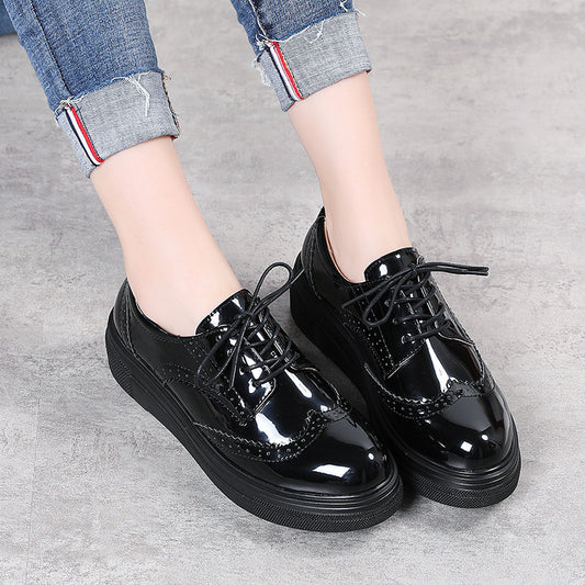 Chunqiu Patent Leather Thick Soled Pu Leather Women's Shoes