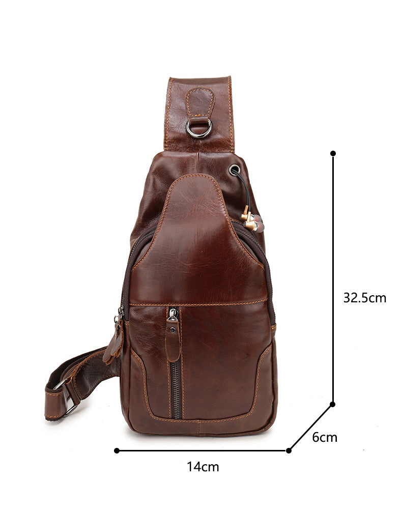 Men's Fashion Head Layer Cowhide Shoulder Crossbody Bag