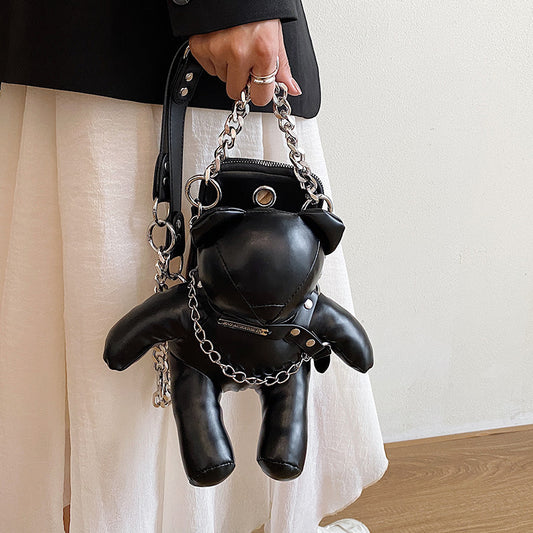 Bolso para teléfono móvil con cadena y diseño divertido de muñeca de moda