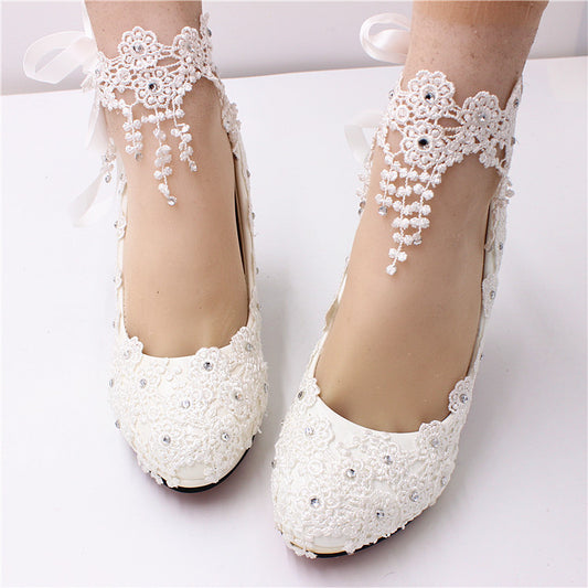 White Oversized High Heeled Women's Shoes