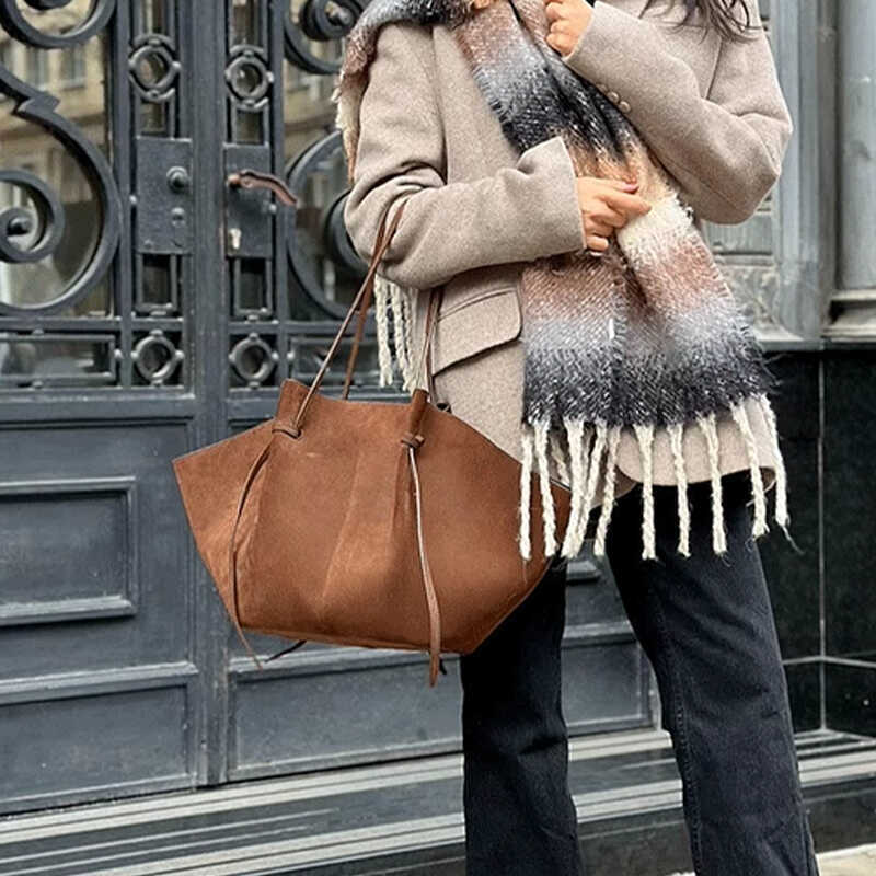 Bolso de hombro para mujer, de gamuza esmerilada, de gran capacidad, bolso de mano portátil