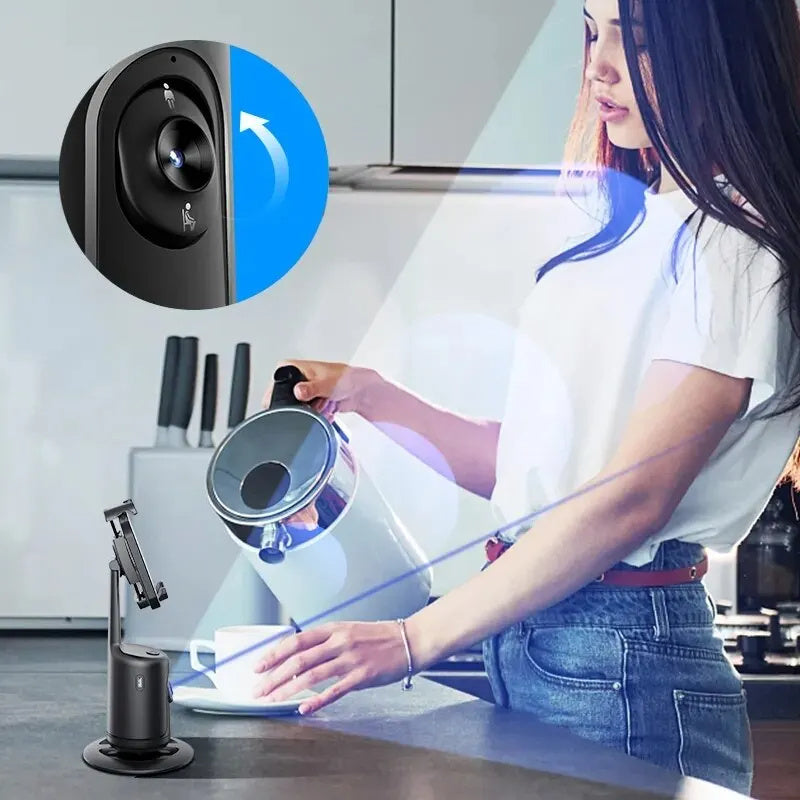 Cardán con seguimiento automático de rostro de 360 ​​grados, estabilizador inteligente con inteligencia artificial, soporte para teléfono con seguimiento automático de rostro para teléfonos inteligentes, video, vlogs, trípode en vivo