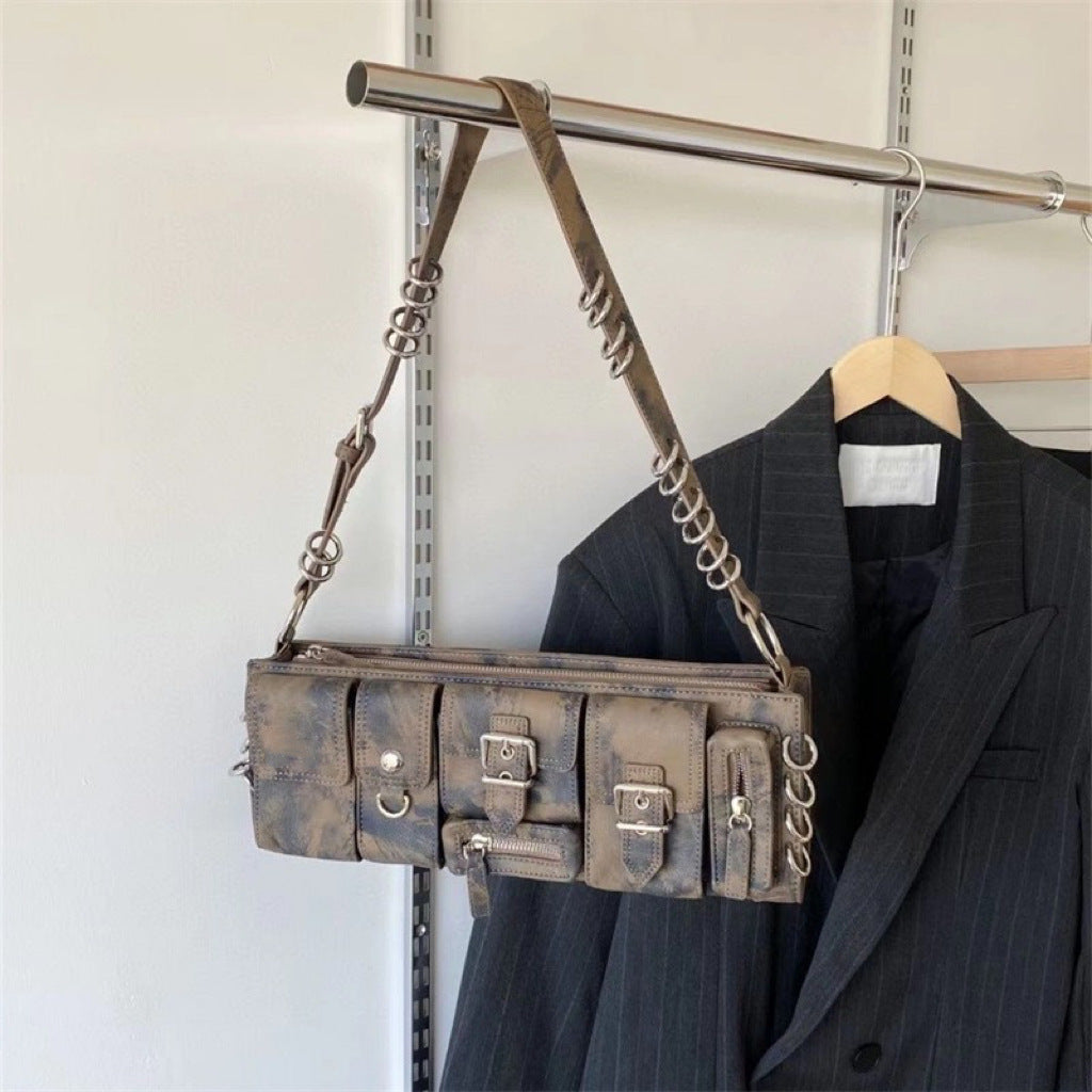 Special-interest Design Long Multi-pocket Ring Shoulder Bag