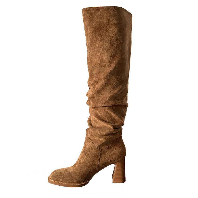 High Knight Big Tube Circumference Pile Style Boots For Women