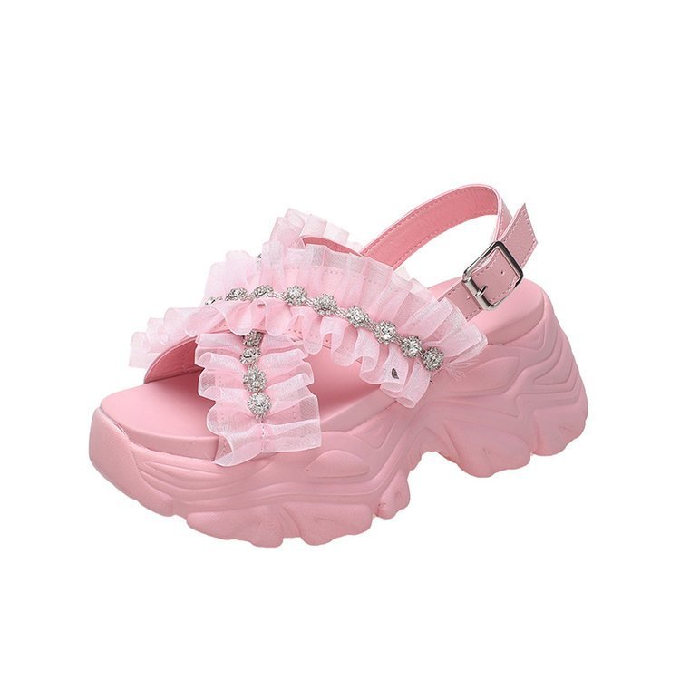 Rhinestone Sports Sandals Women's Platform Platform Height Increasing Feet