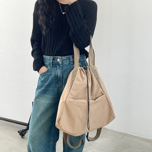 Bolso de mano con cordón estilo coreano informal para mujer