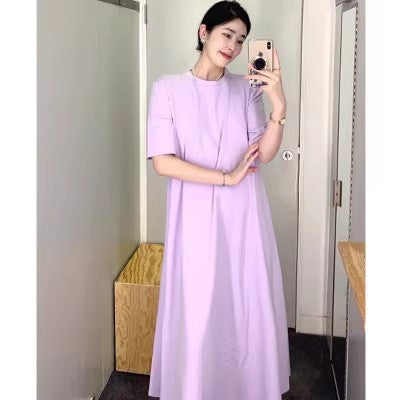 Vestido de punto con cuello redondo para mujer