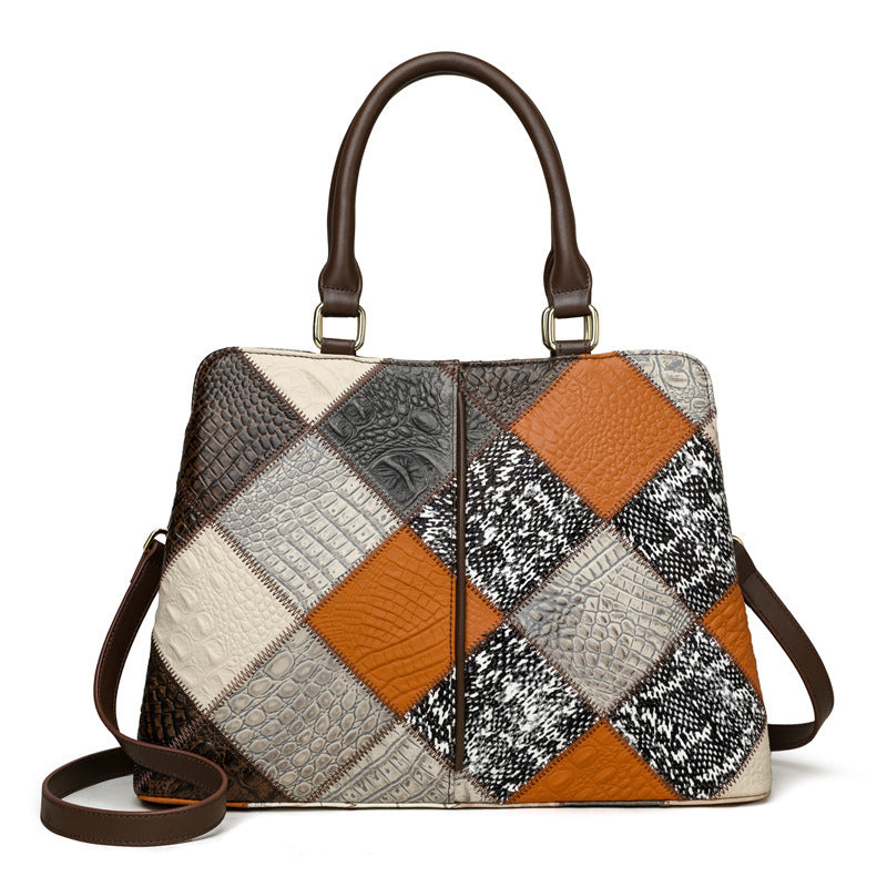 Women's Patchwork Contrast Color Shoulder Bag