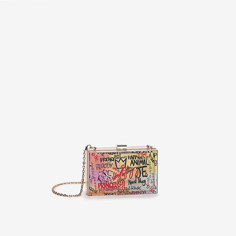 Fashion Graffiti Box Transparent Small Square Bag