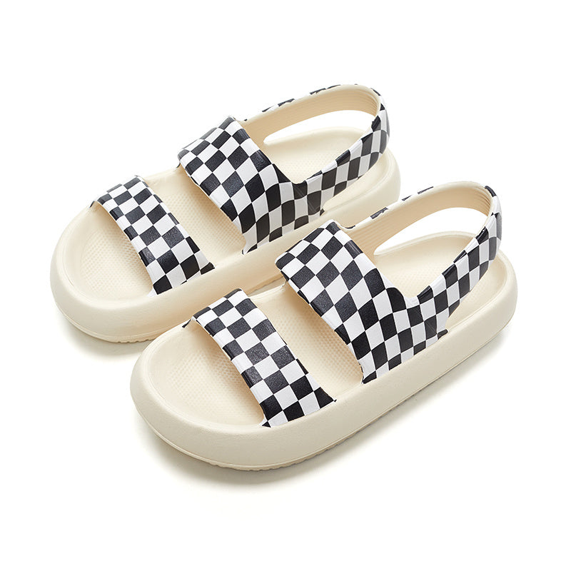 Tuned Checkerboard Black Sandals Female