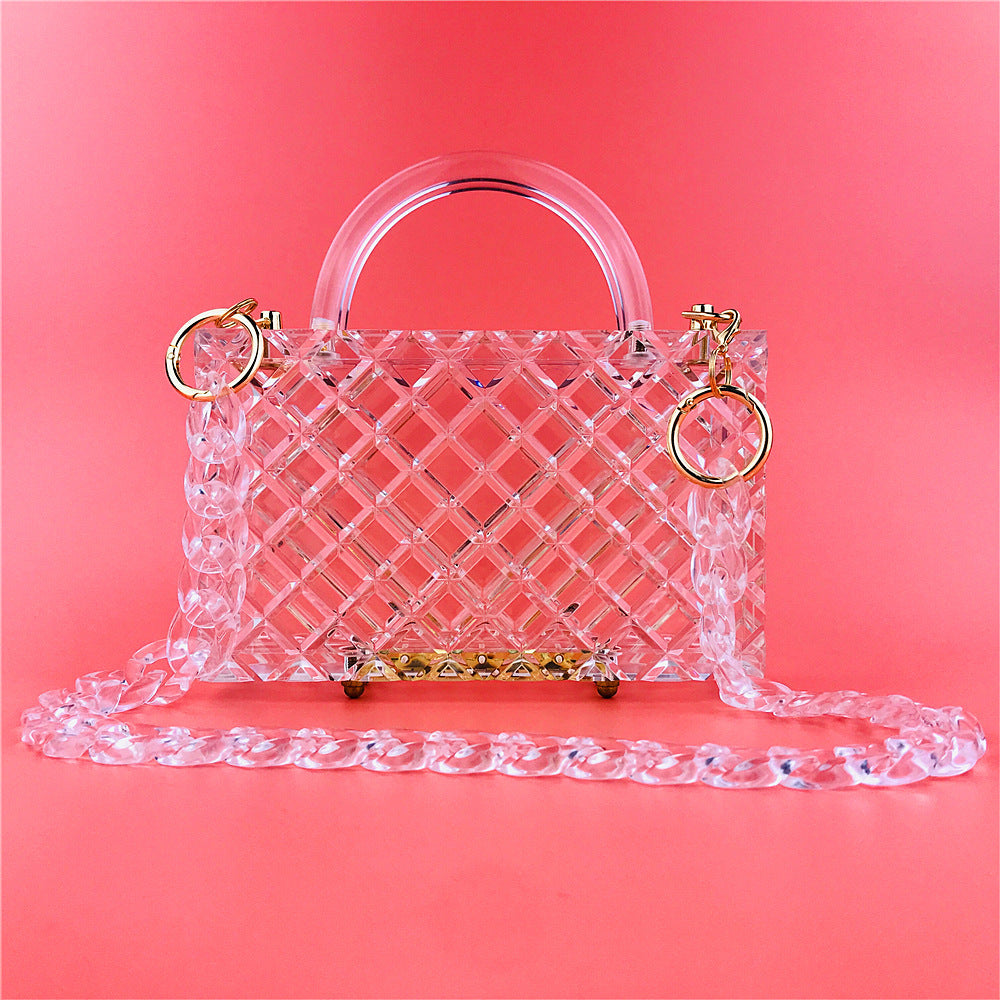 Super Thick Checkered New Transparent Acrylic Handbag