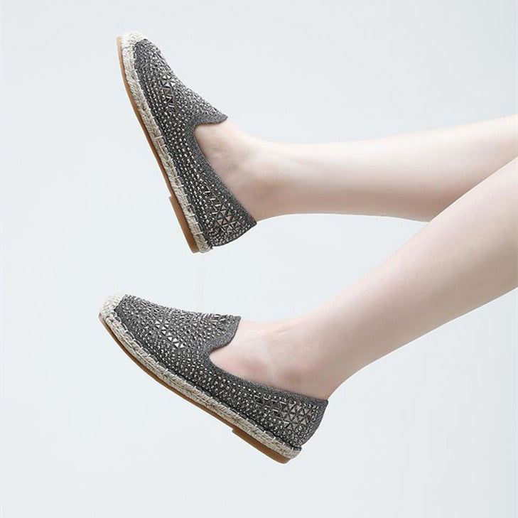 Women's Fashion Simple Sequins Full Diamond Flat Shoes