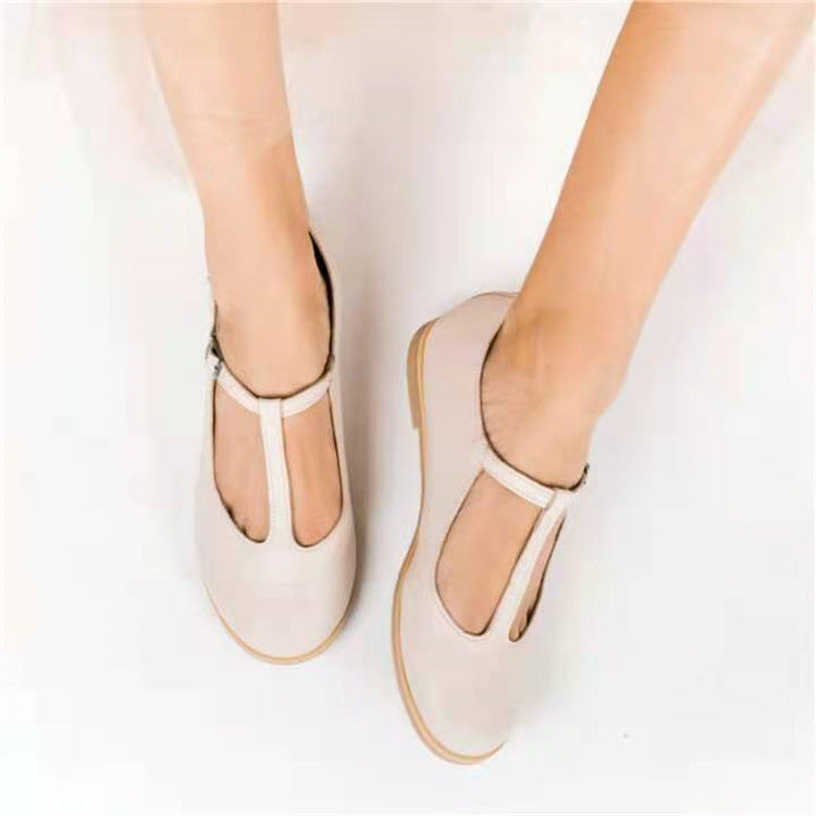 Women's Fashion Casual Flat Bottom Buckle With Shallow Mouth Single Shoes