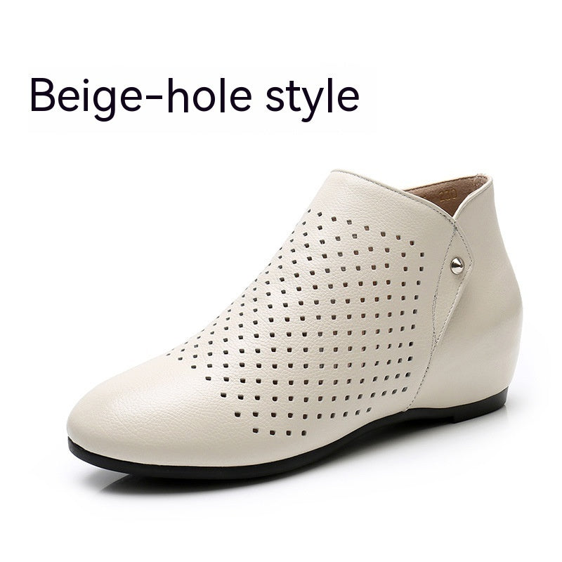 Genuine Leather Deep Mouth Flat Shoes Women