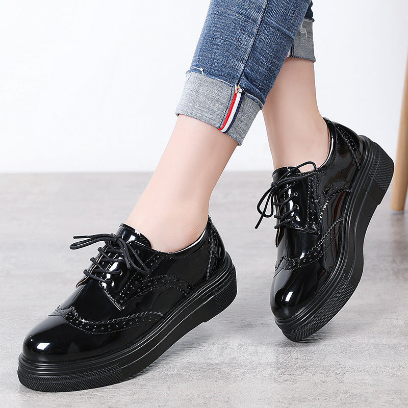 Chunqiu Patent Leather Thick Soled Pu Leather Women's Shoes