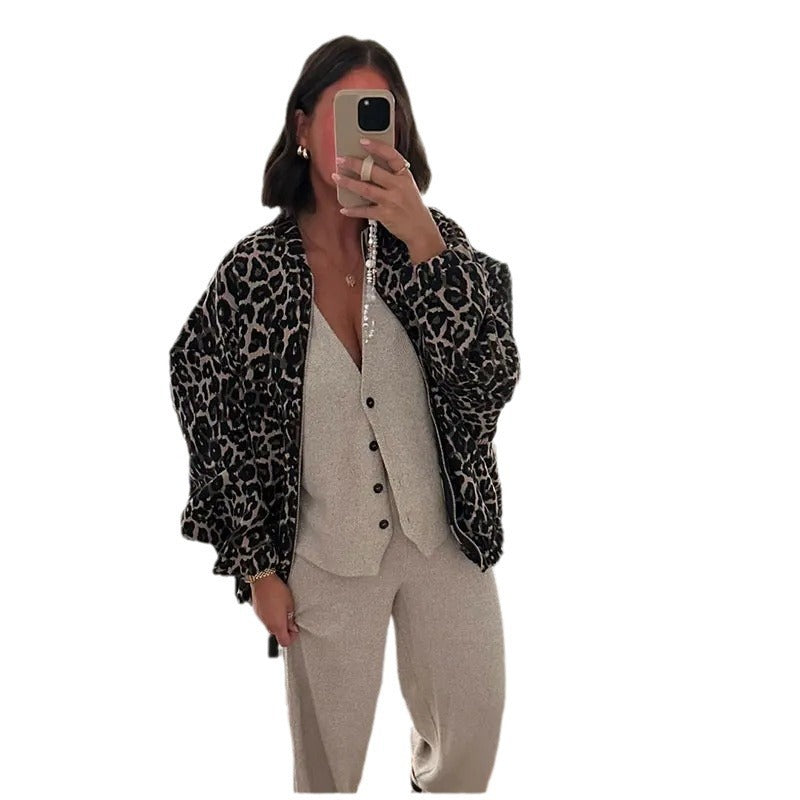 Leopard Print Printed Jacket Coat