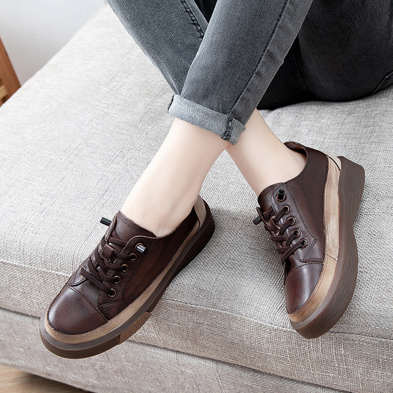 Women's Fashionable Retro Flat Heel Low-top Shoes