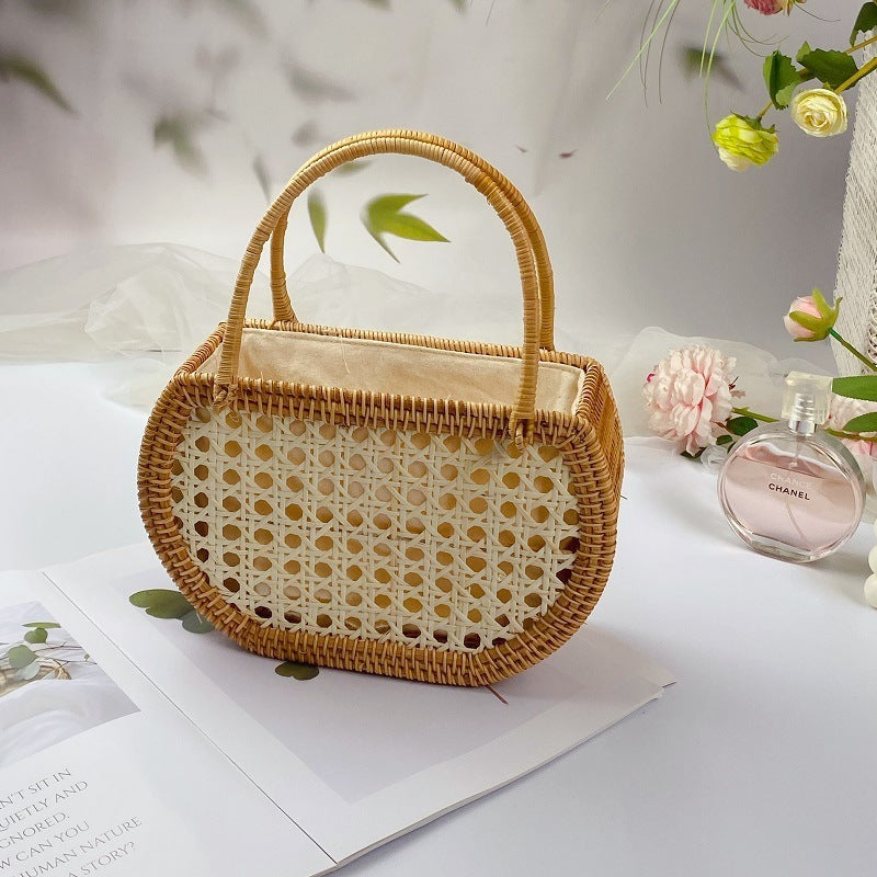 Women's Fashion Vintage Woven Rattan Tote Bag