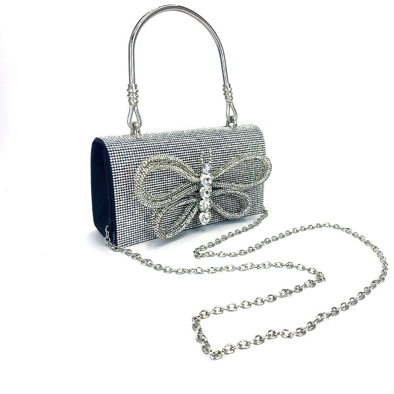 Dinner Dress Garment Butterfly Shiny Diamond Small Square Bag