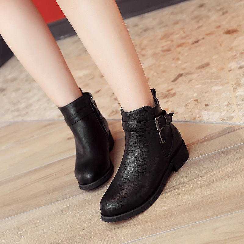 Martin Round Toe Short Low Heel Female Boots