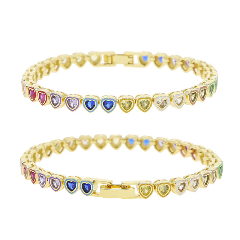 Colorful Zircon Tennis Chain Bracelet European And American Popular