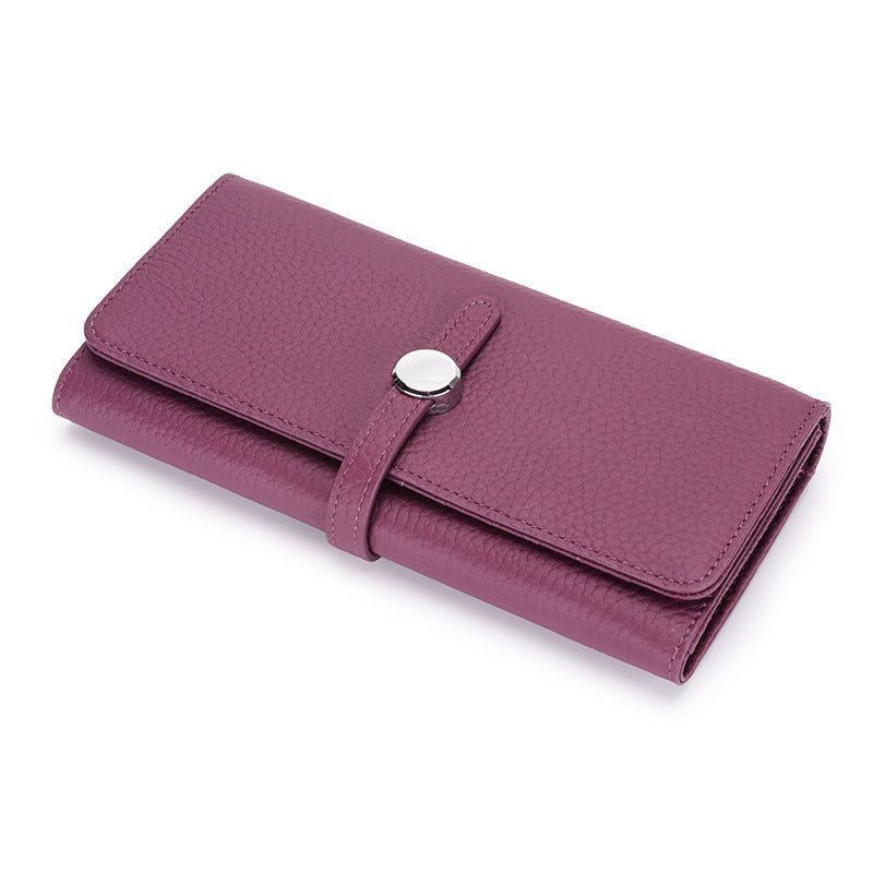 Women's Leather Long Wallet With Large Capacity Folding