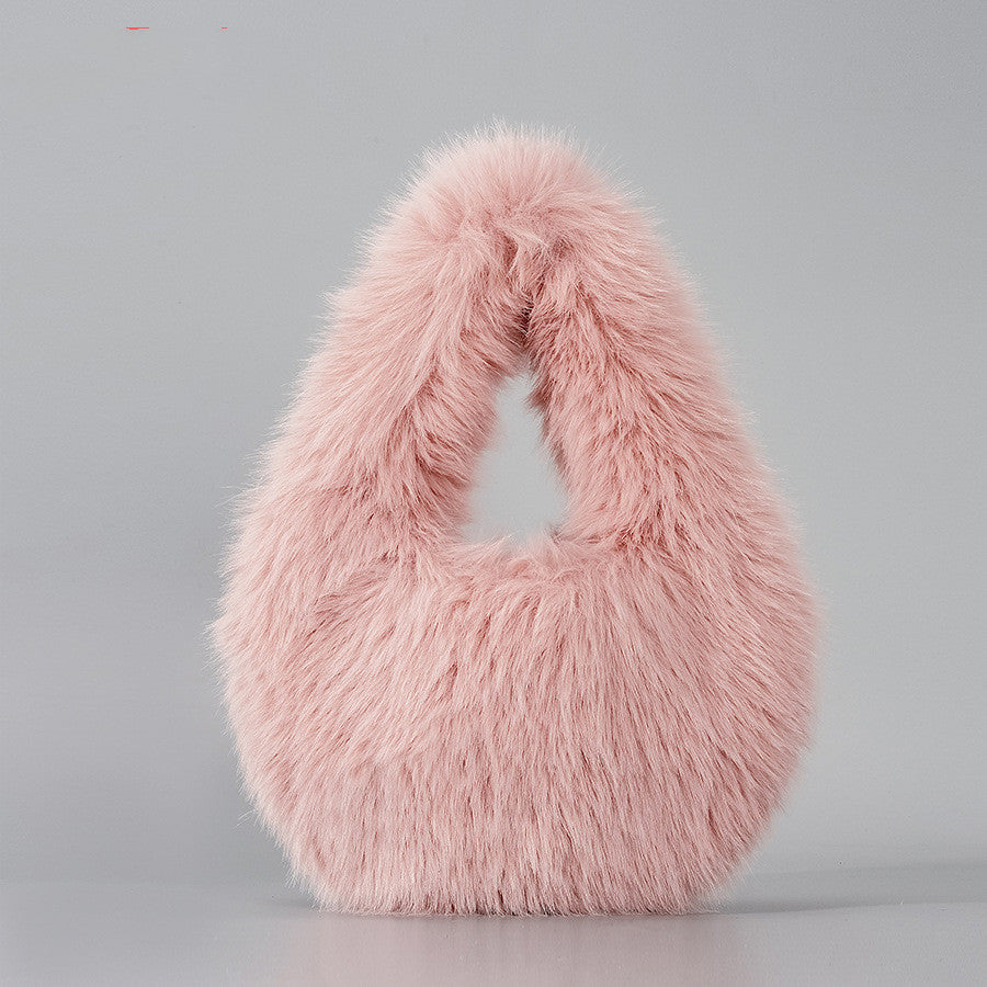 European And American Simple Imitation Fur Plush Tote Women