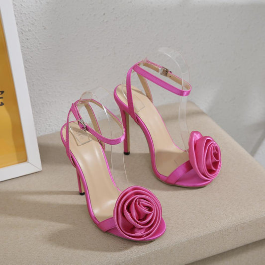 European And American Fashion Minimalist Flowers Stiletto Sandals