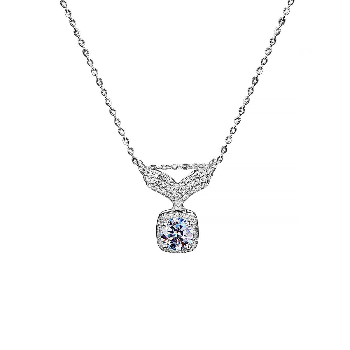 Collier en argent S925 avec ailes d'ange et moissanite