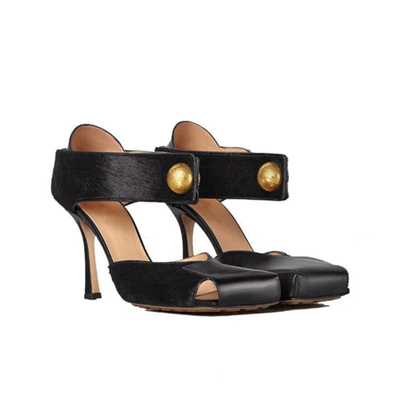 Women's Square Toe Buckle High Heel Sandals