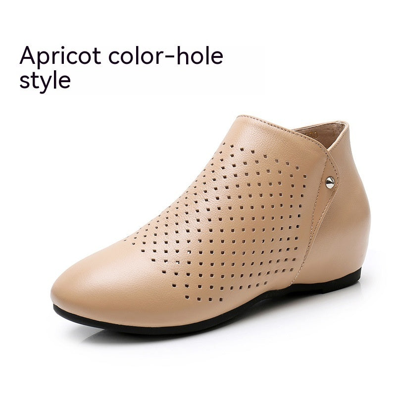 Genuine Leather Deep Mouth Flat Shoes Women