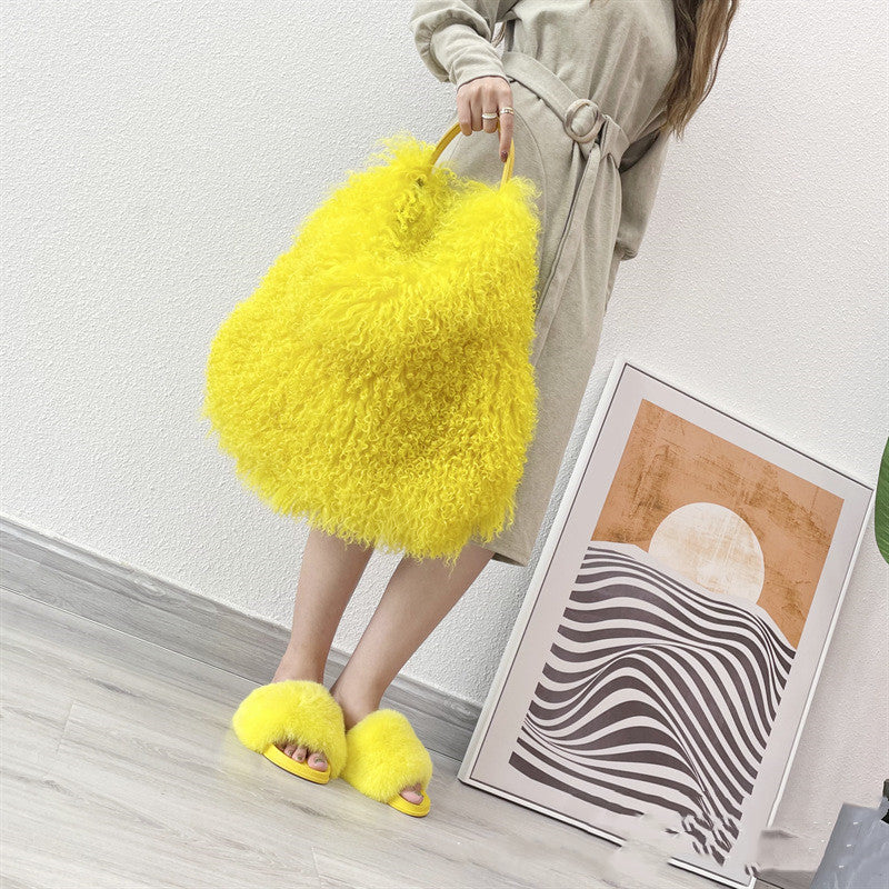 Women's New Beach Wool Fur Plush Bag